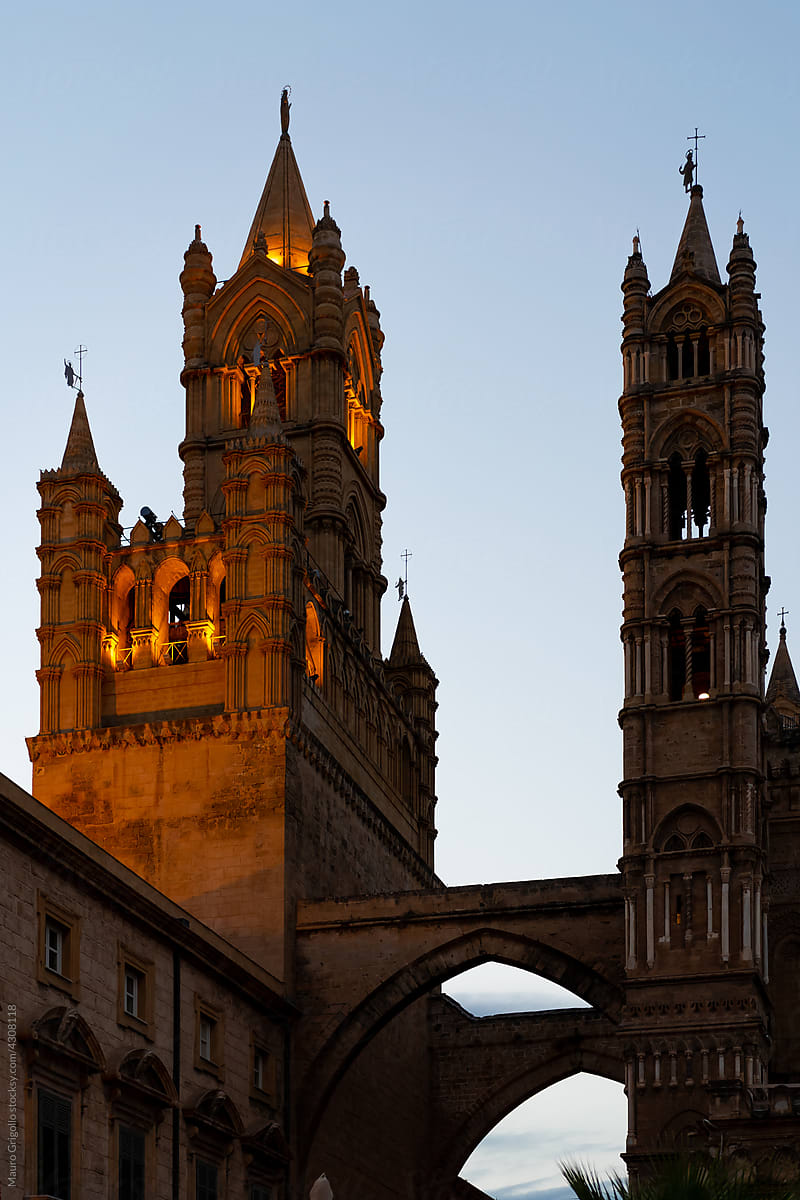 Palermo Cathedral at sunset