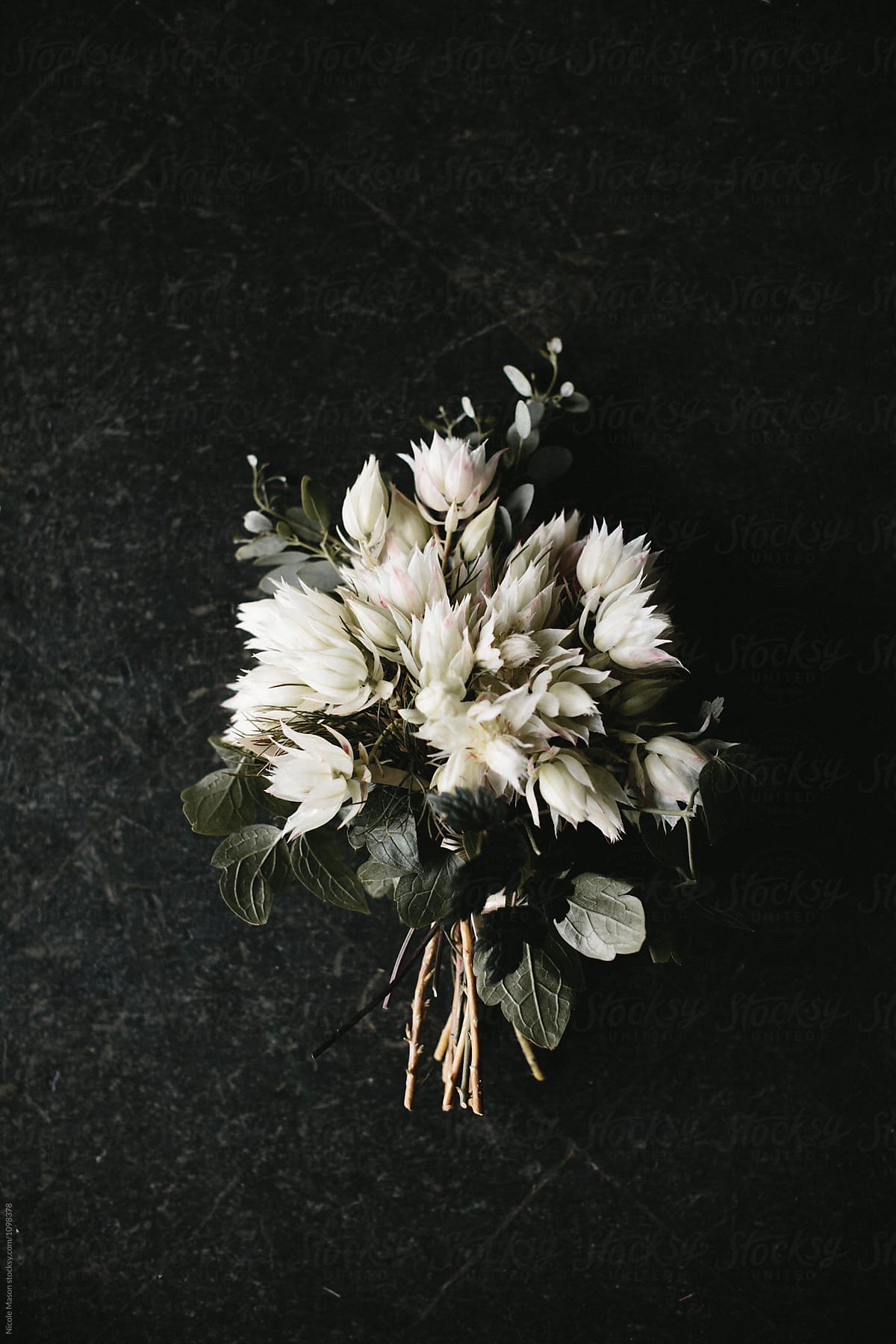 minimal flower bouquet on dark background