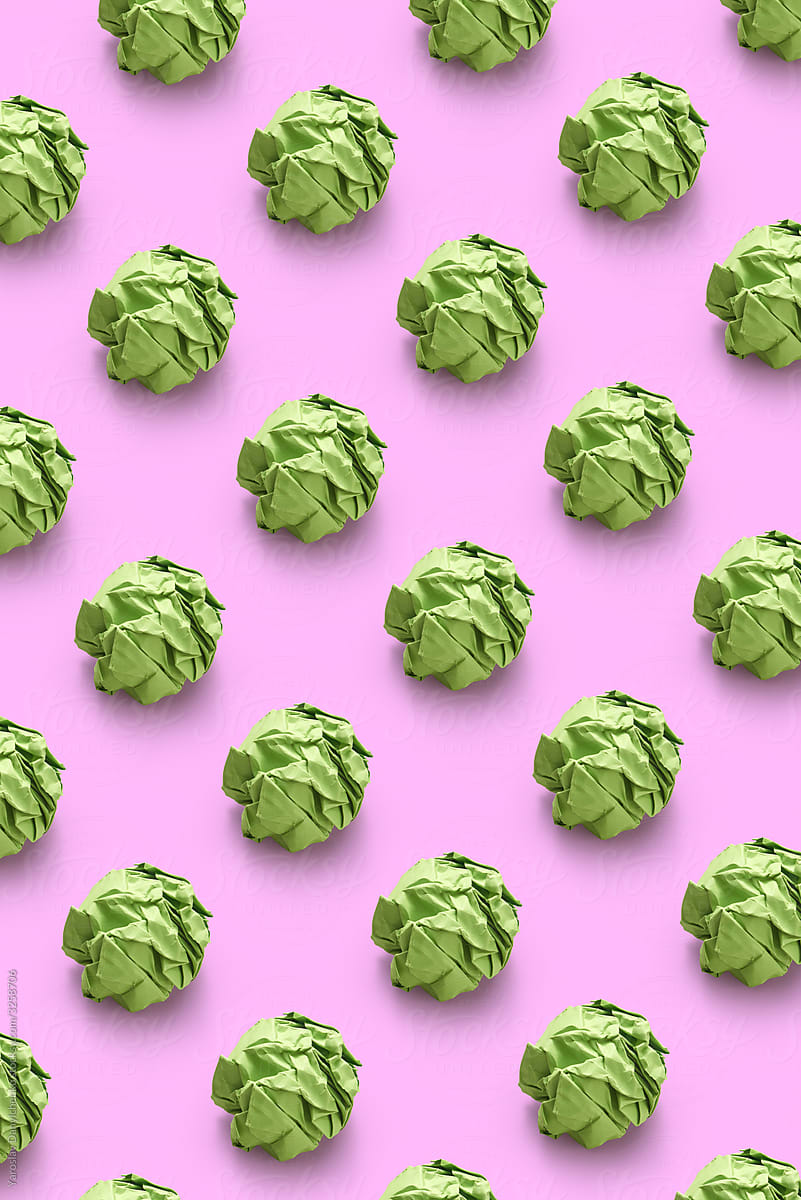 Green crumpled paper balls pattern.