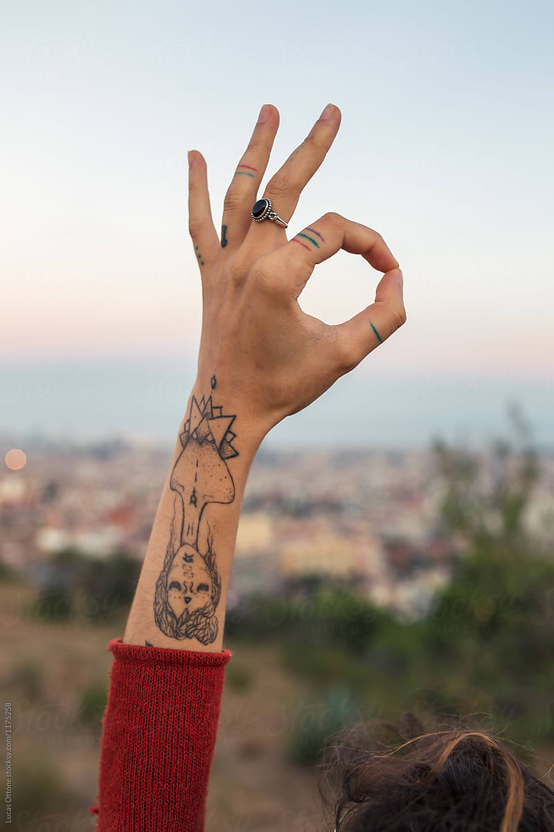 Tattooed female hand
