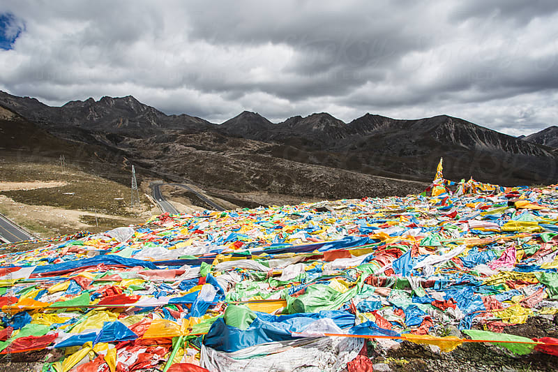 prayer flags on the mountain