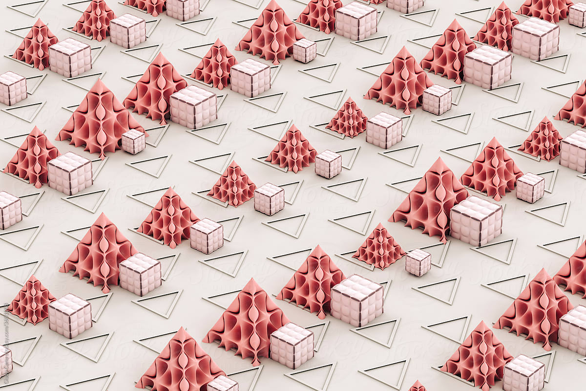 Strange pink pyramids and cubes