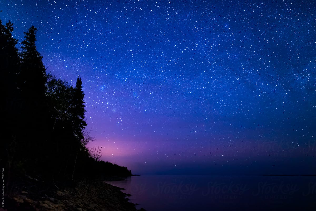 Rugged Northern Beach Under Milkyway Stars on Georgian Bay Ontario