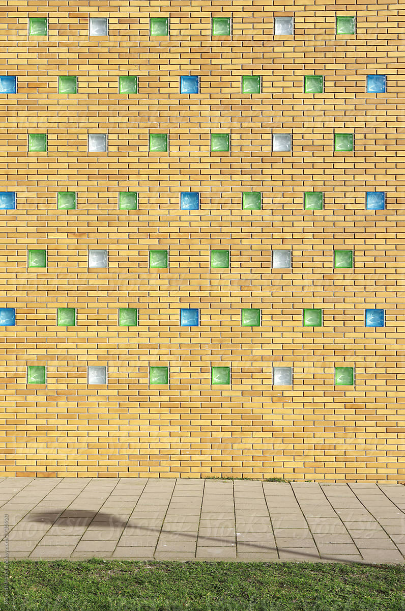 brick wall with glass blocks