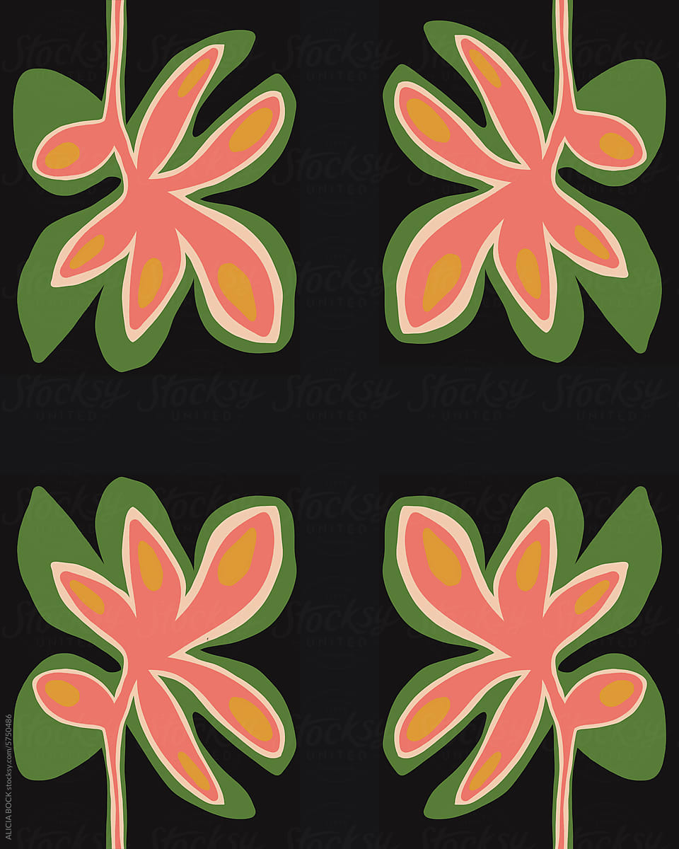 Repeating Vibrant Abstract Floral Design