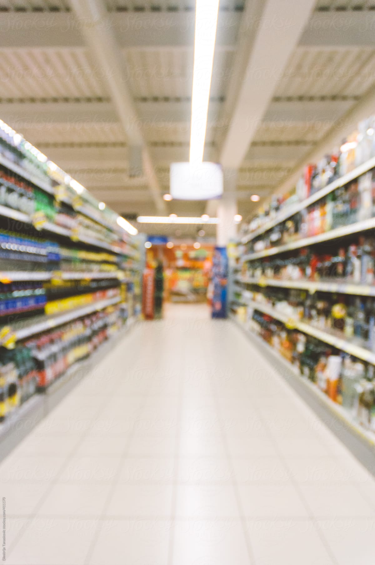 Empty supermarket interior-blurred image