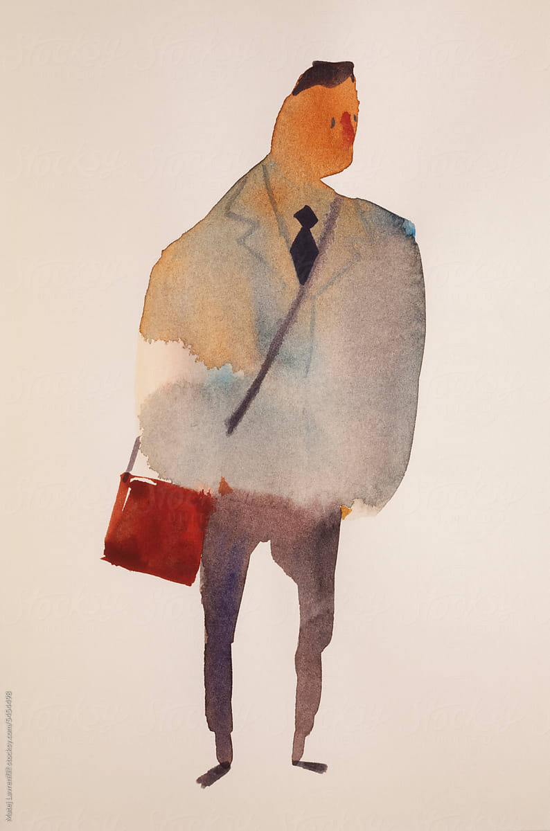 Commuter Watercolor Illustration