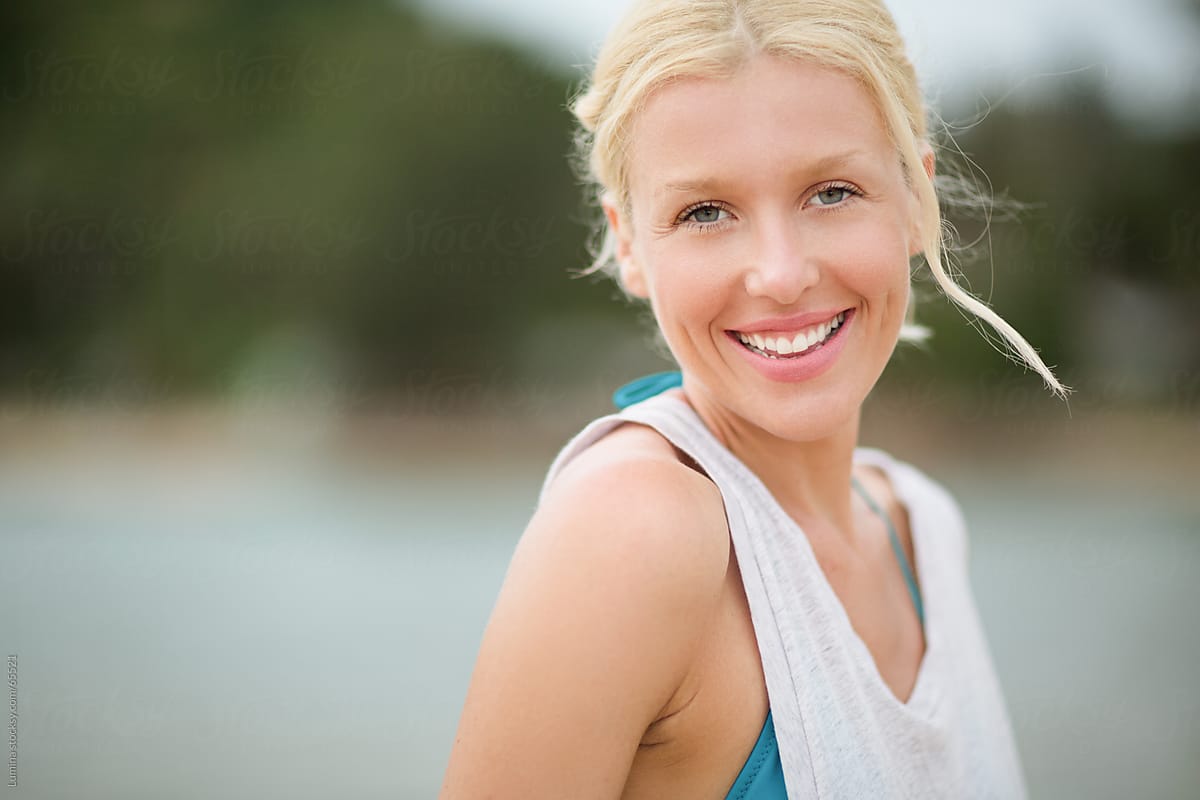 Smiling Woman On The Beach By Stocksy Contributor Lumina Stocksy