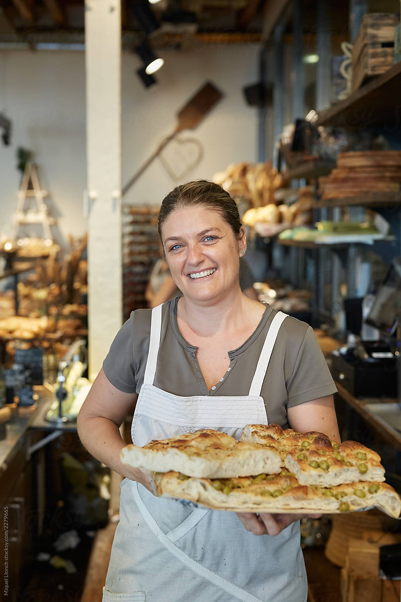 Portrait of a waitress in a bakery