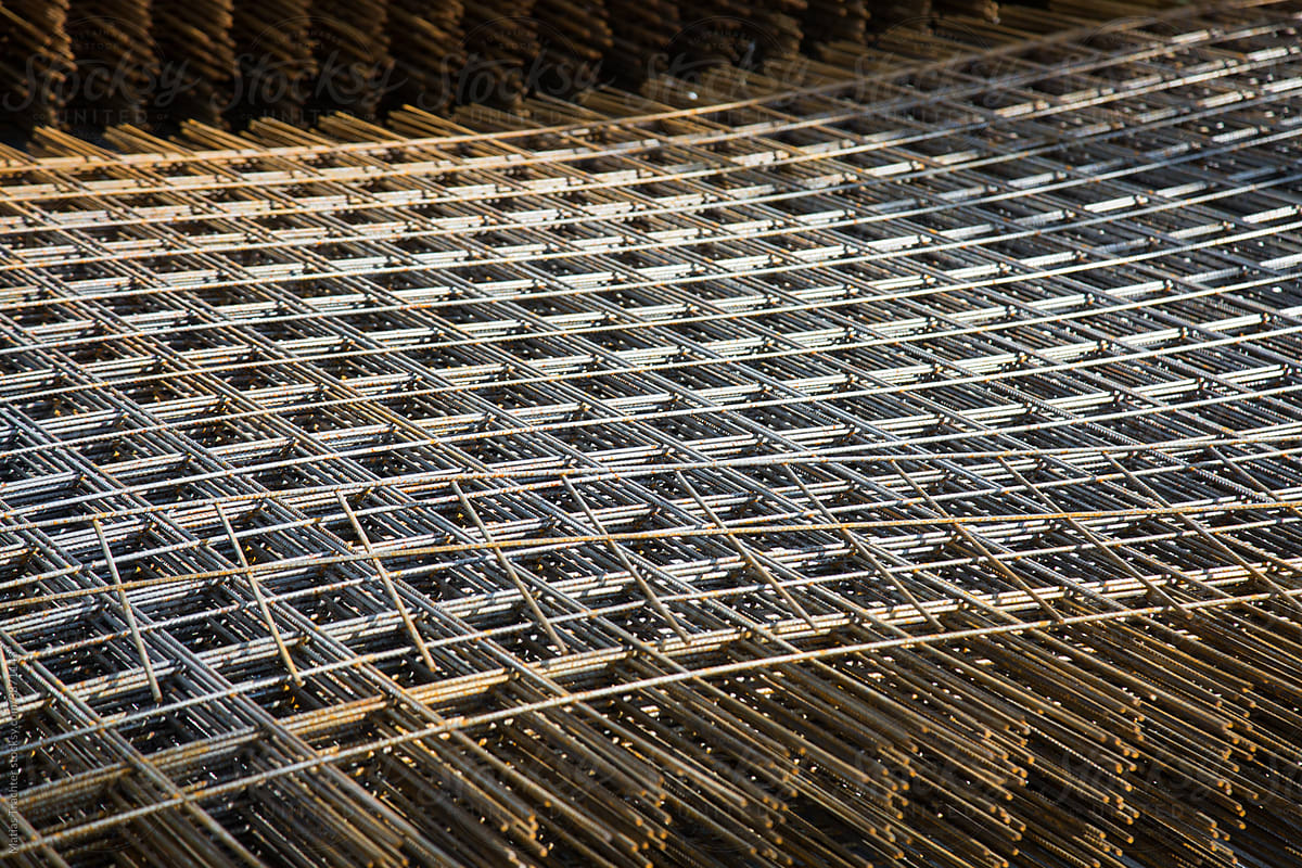 Metal Rods forming a Wavy Pattern at Construction Site