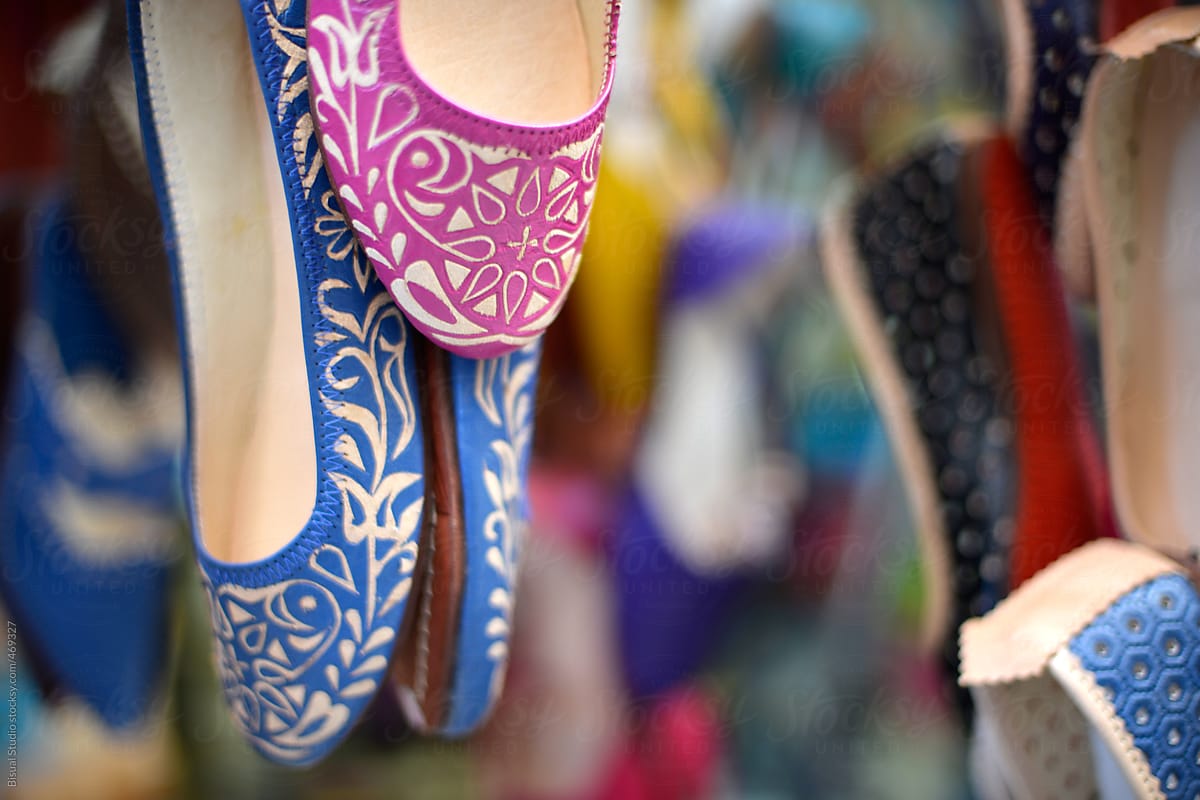 Moroccan slippers in medina in Fes