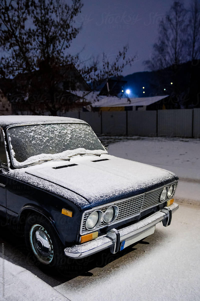 Retro Car On the Snow