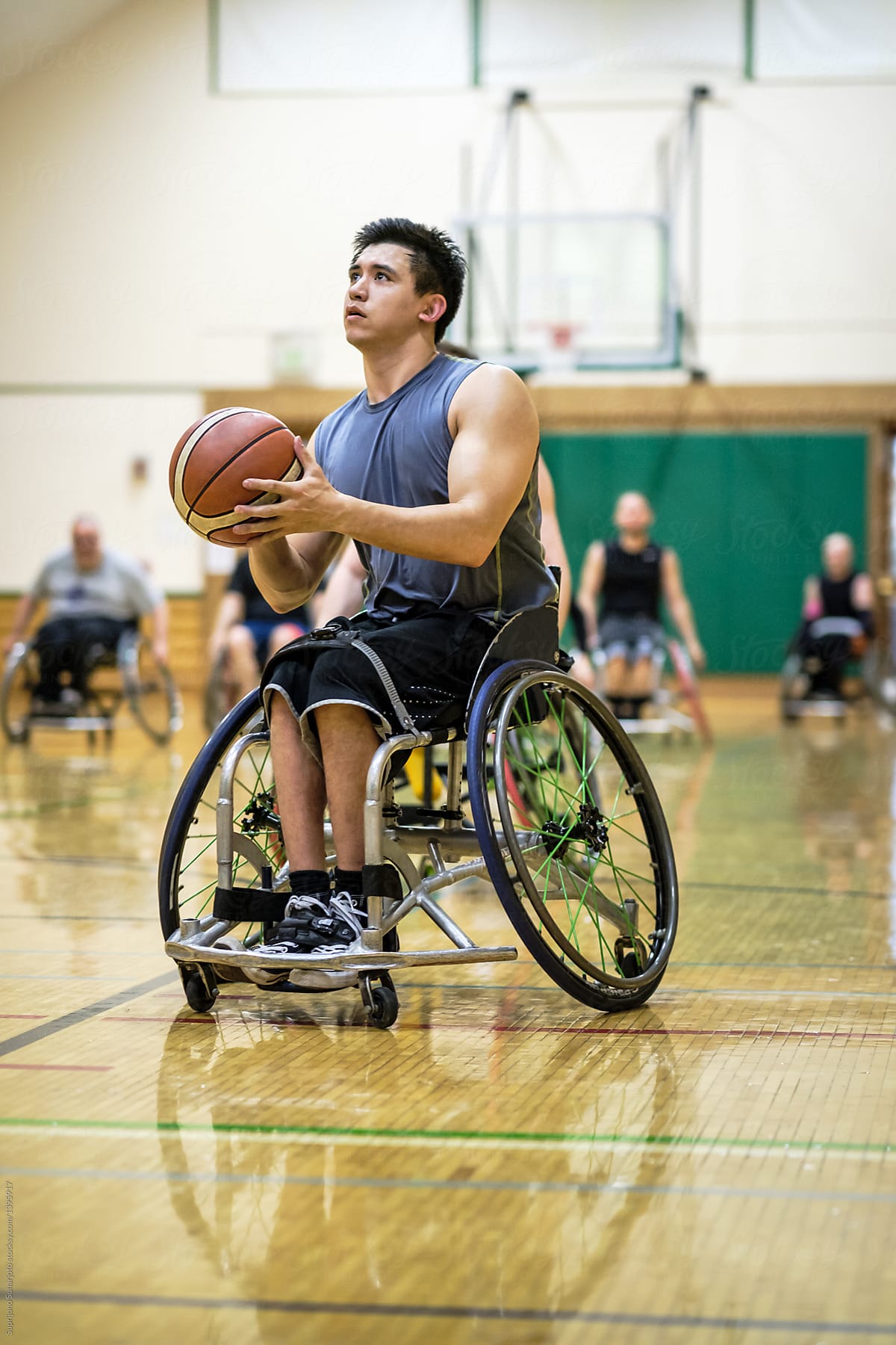 Wheelchair Basketball Athlete in Practice