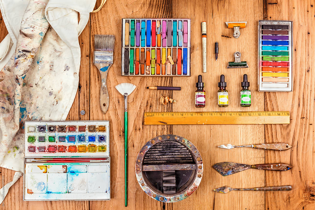 A Collection Of Fine Art Tools, Supplies And Mediums by Stocksy  Contributor SKC - Stocksy