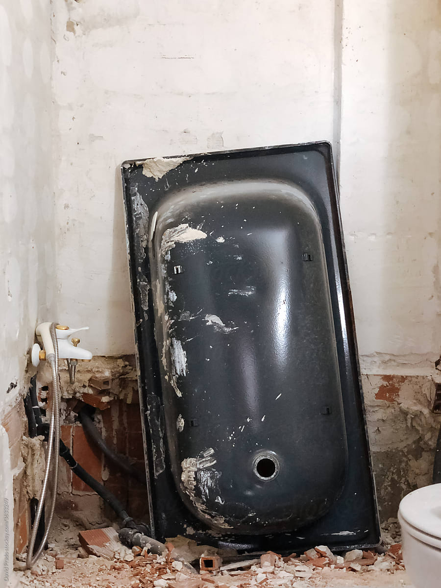 Dirty restroom under reconstruction in flat
