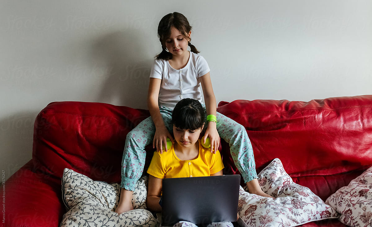 Little sisters at home Stock Image Everypixel