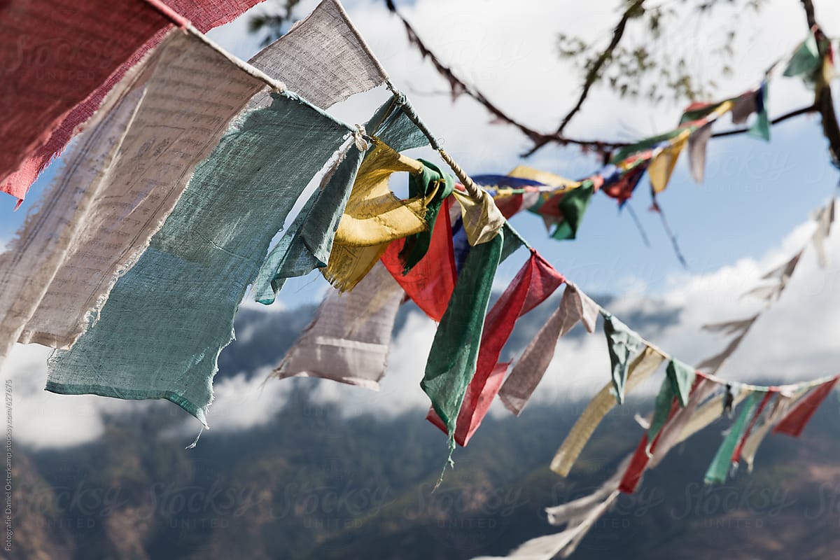 Prayer Flags above Paro in Bhutan