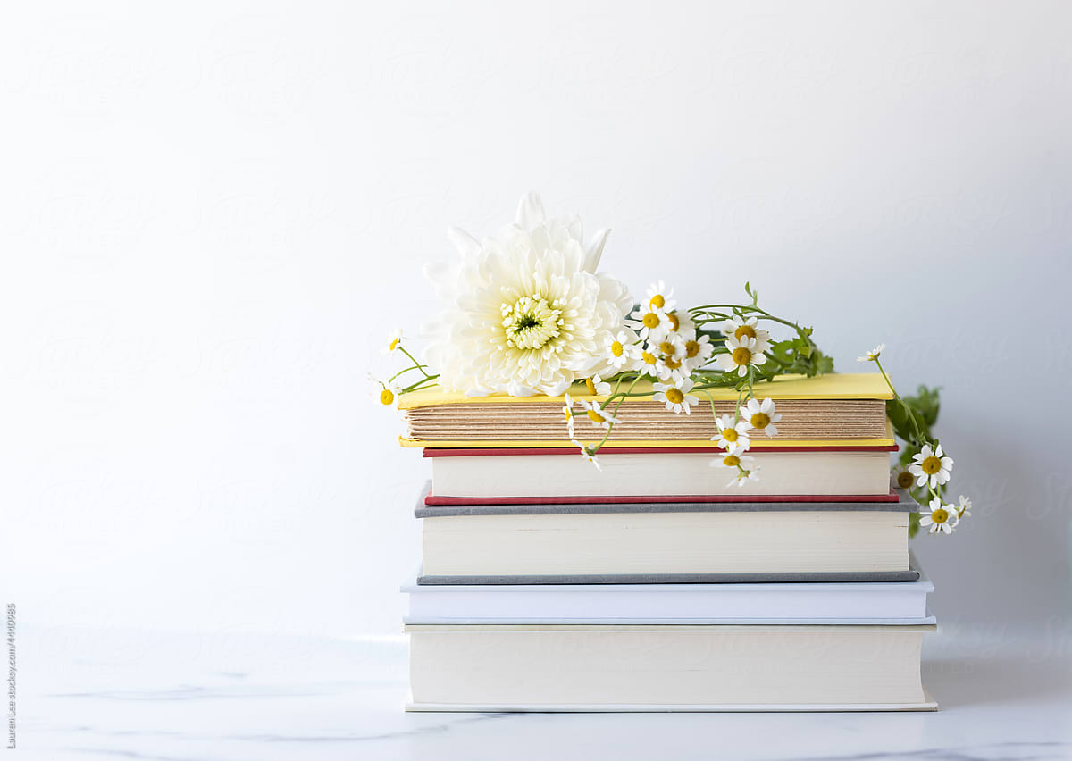 Beautiful flowers and books