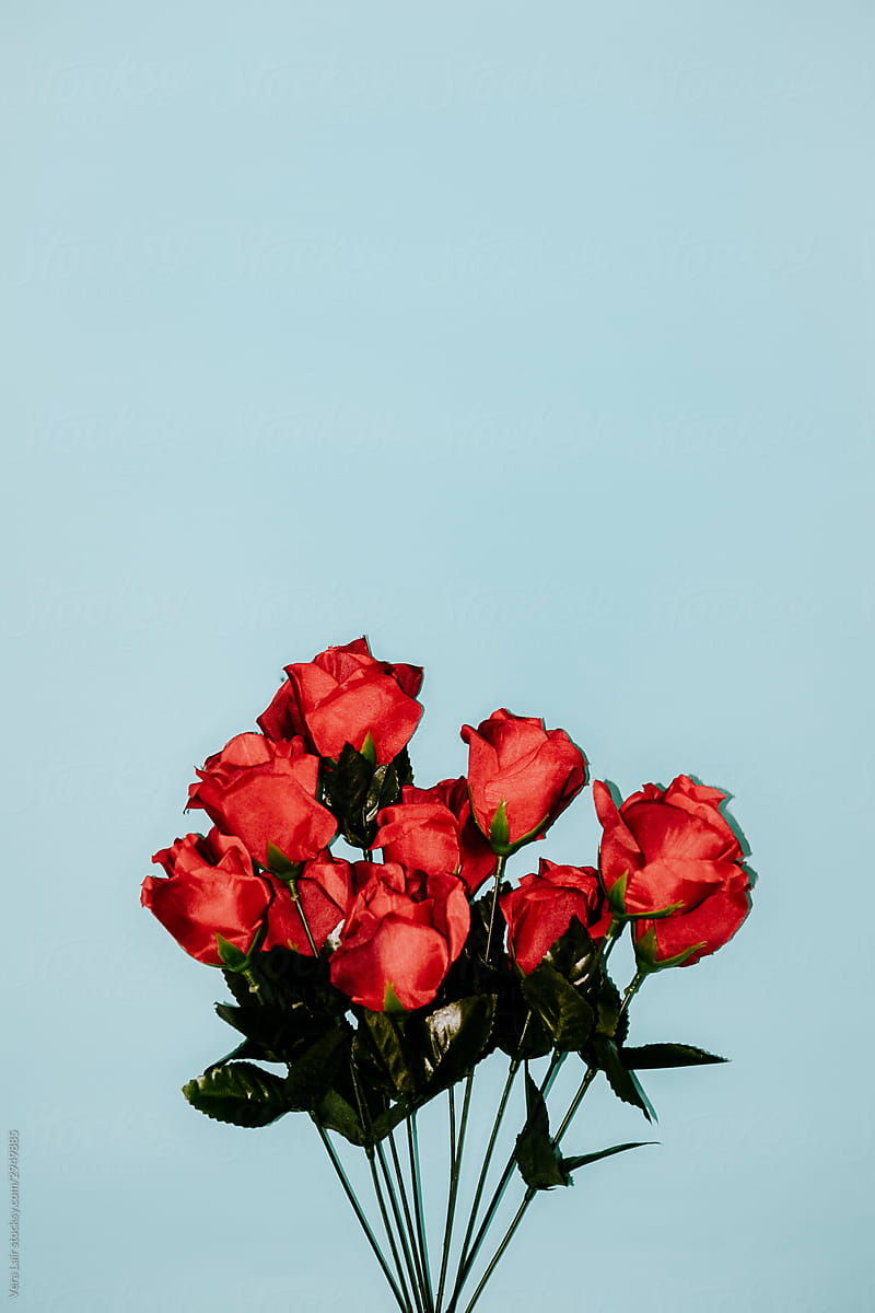 fake red roses bouquet