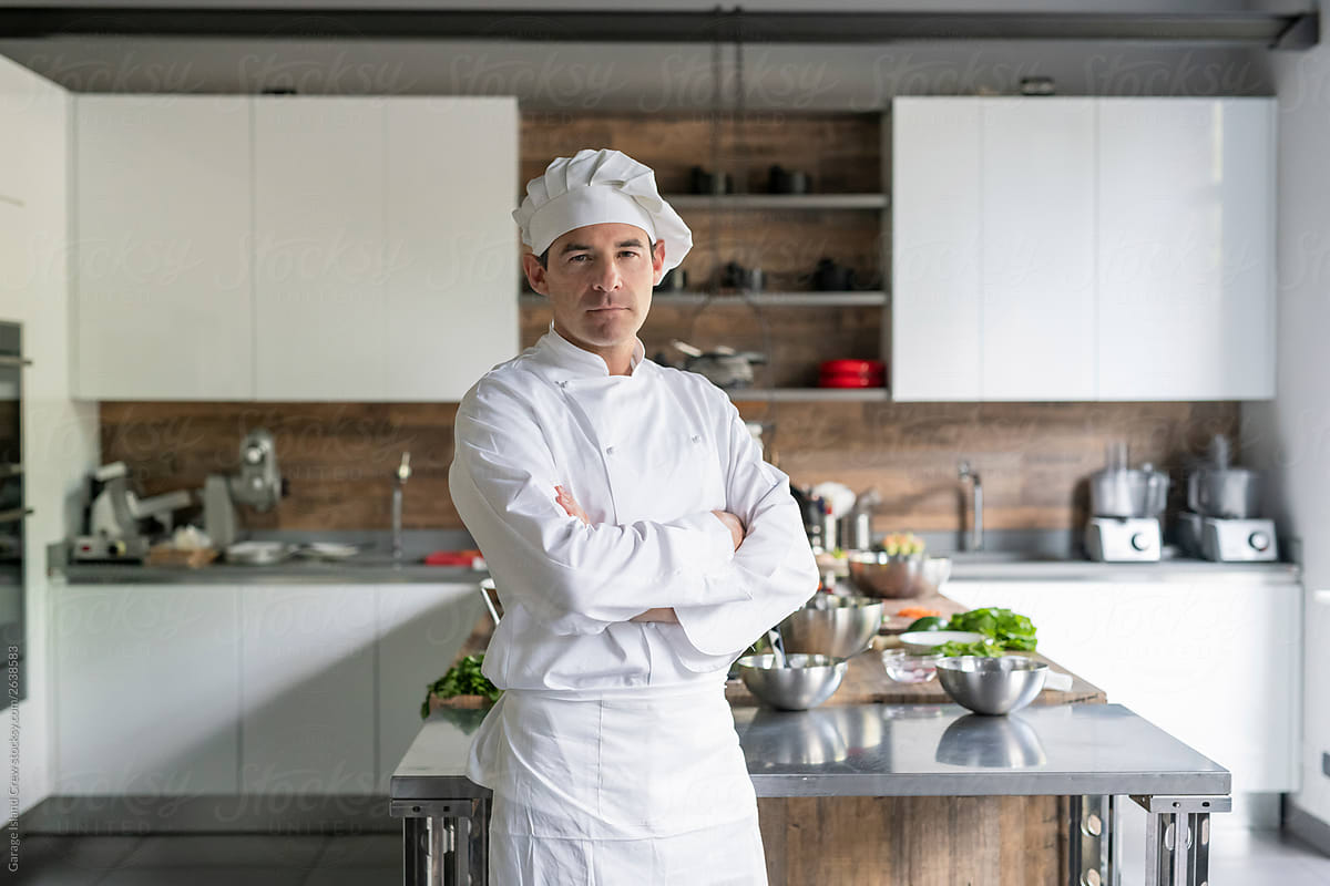 Chef portrait in his kitchen