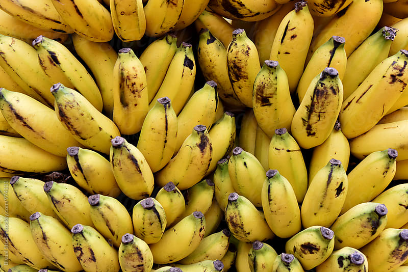 Fresh bananas in a market