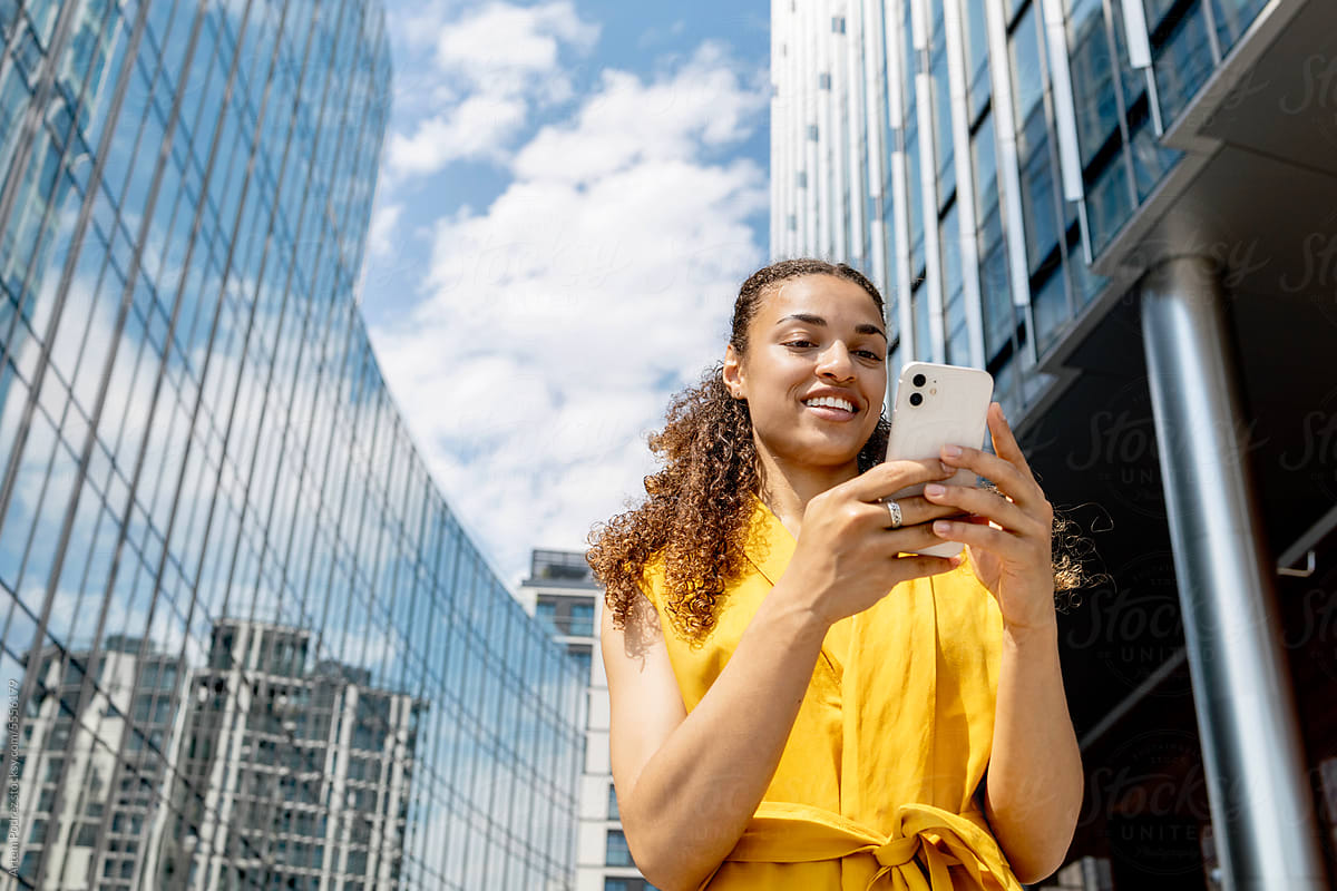 Portrait of Young Woman Business woman using phone