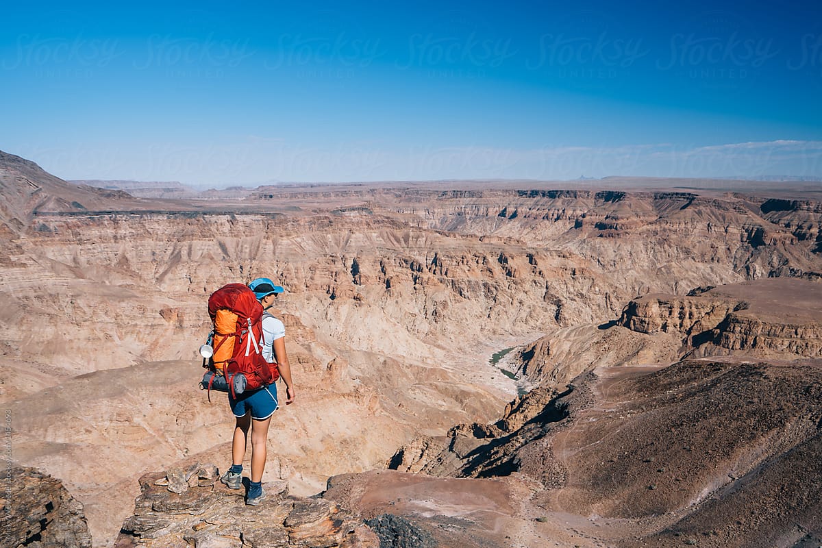 Hiker at a canyon viewpoint