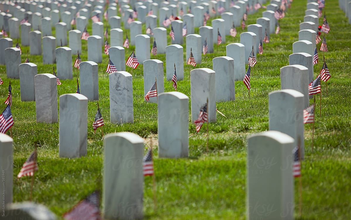 Memorial: Rows and Rows Of Graves With Flags