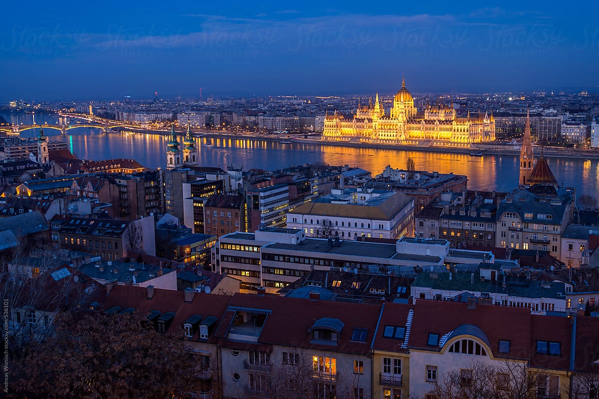 View of City of Budapest with Hungarian Parliament Building