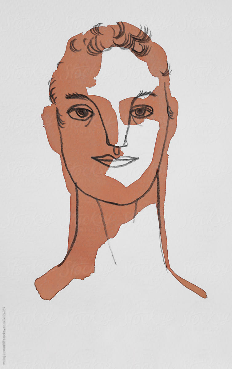 Stylized Young Man Drawing Portrait