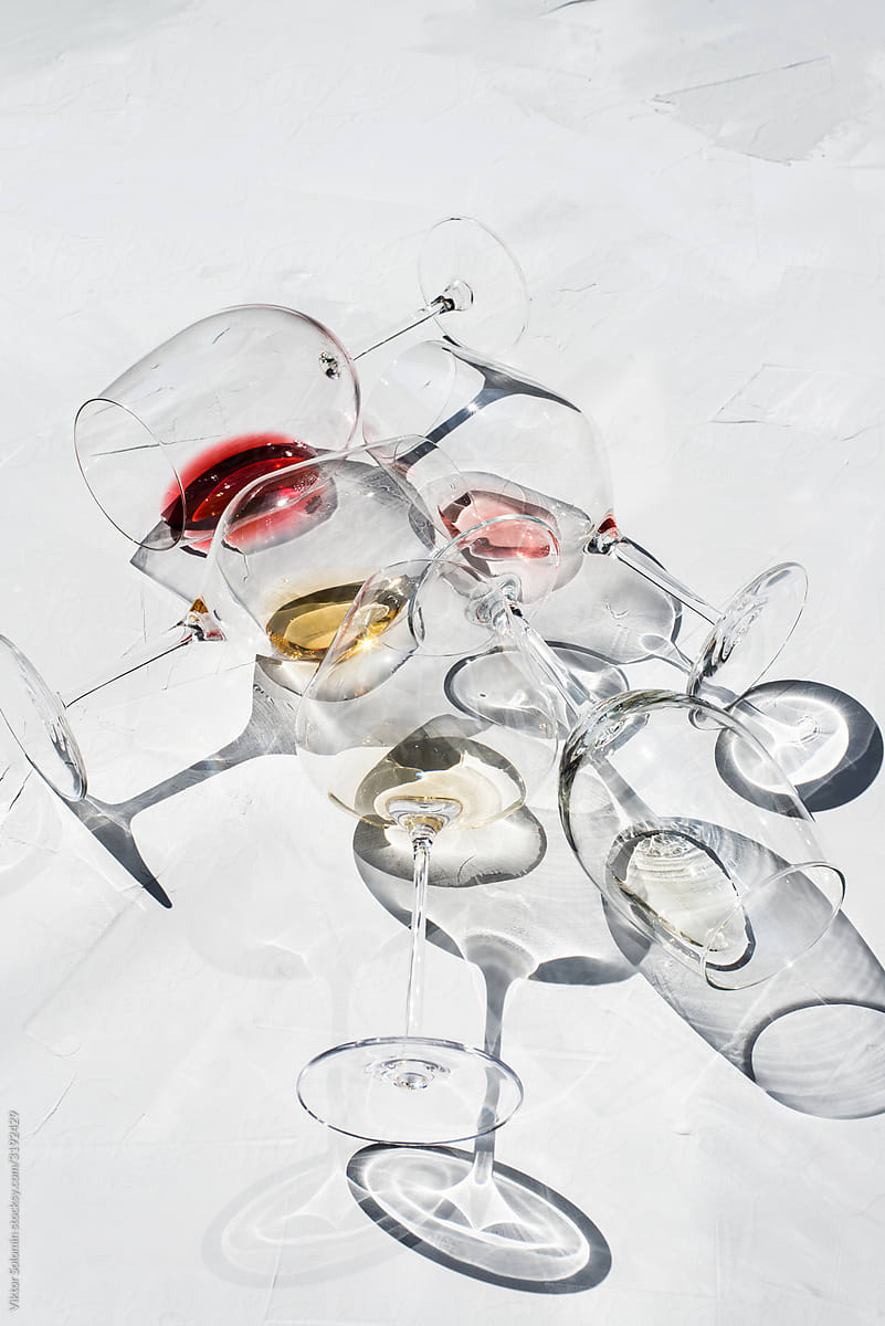wine glasses with different types of wine