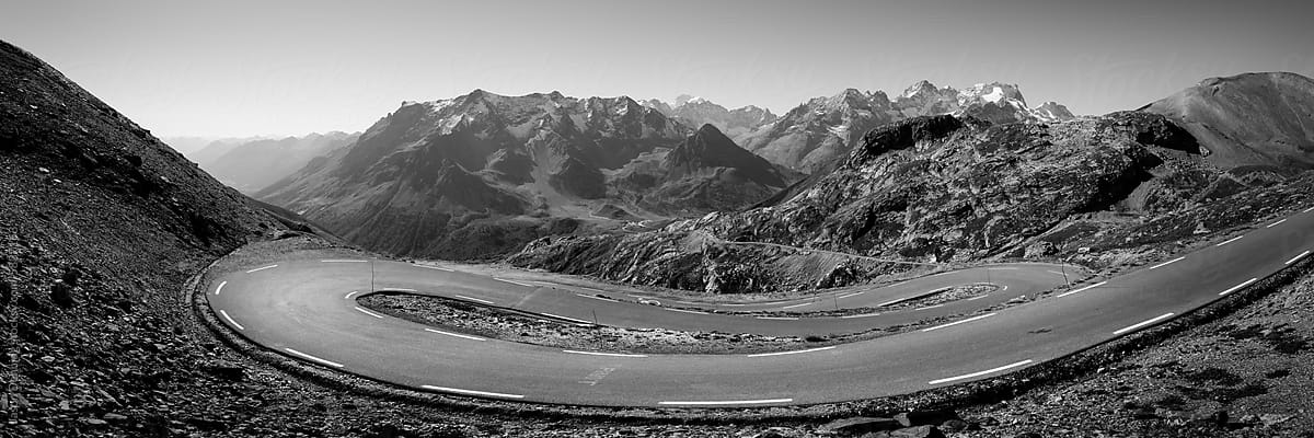 Col Du Galibier mountain pass Tour de France cycle road Alps Fra