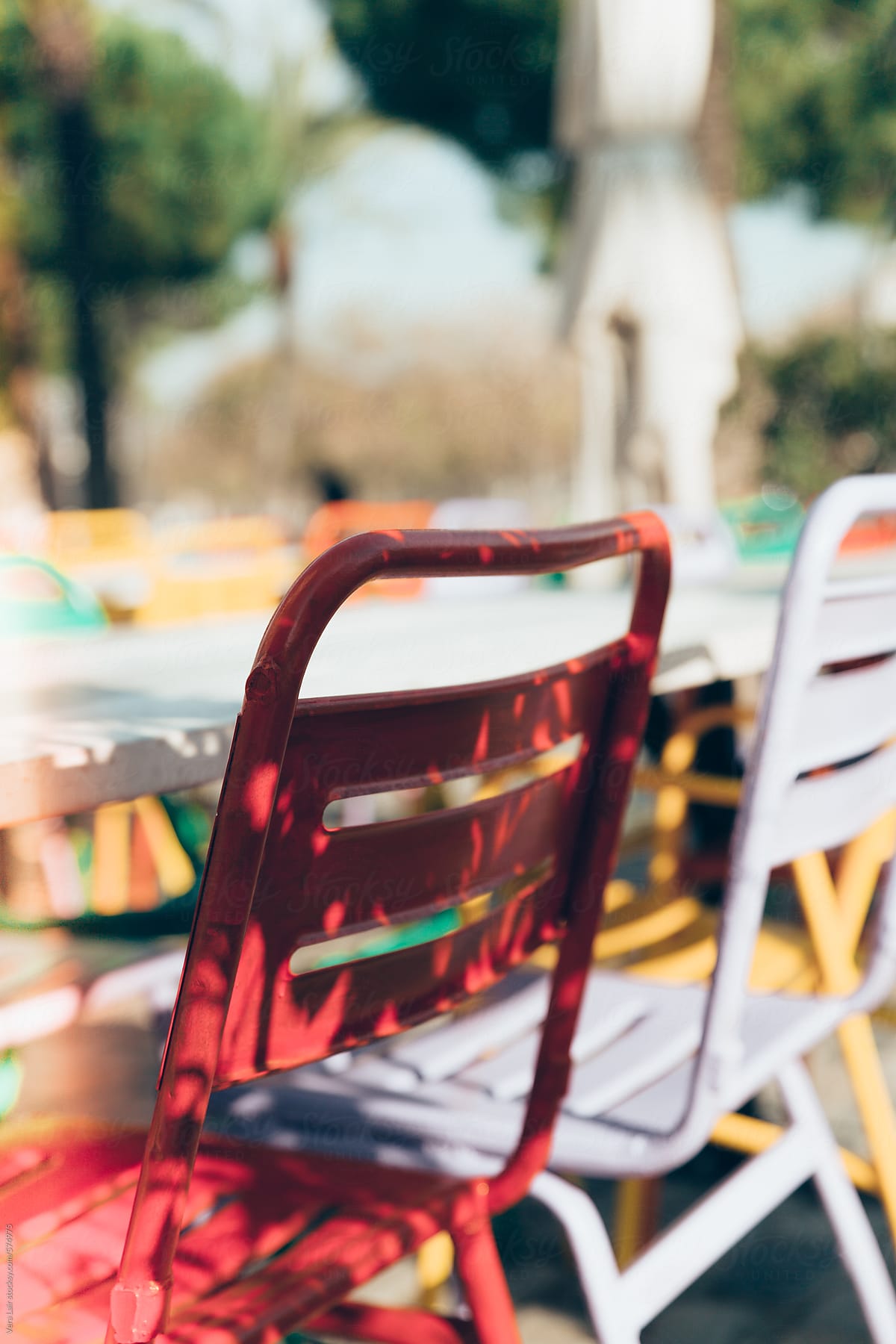 Colorful terrace chairs