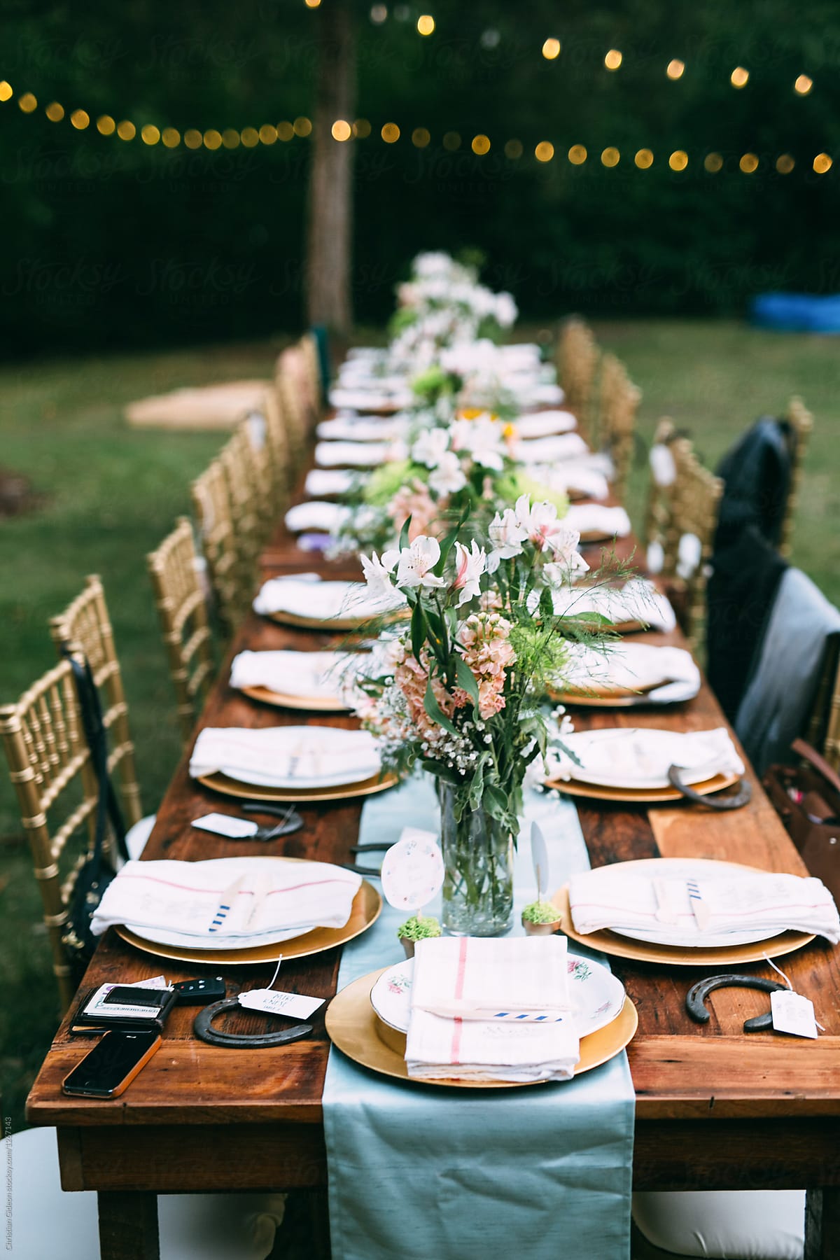 Long outdoor dinner table
