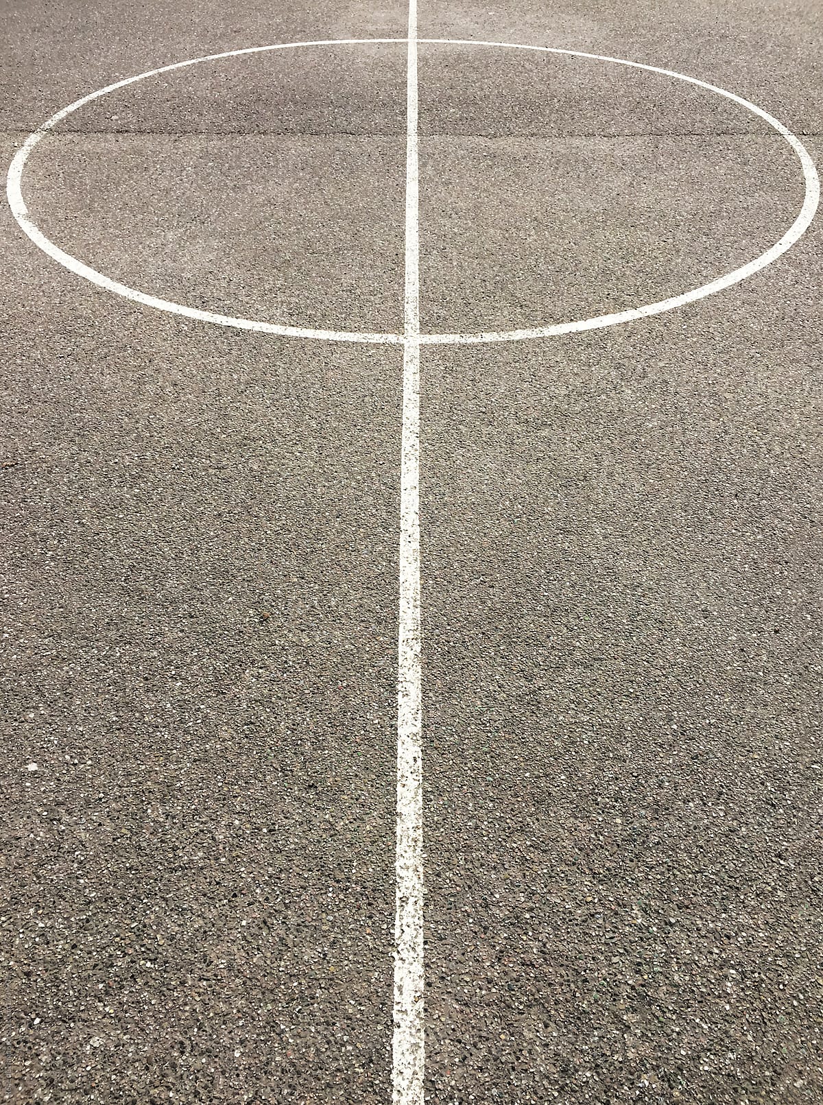 lines on tarmac basketball field