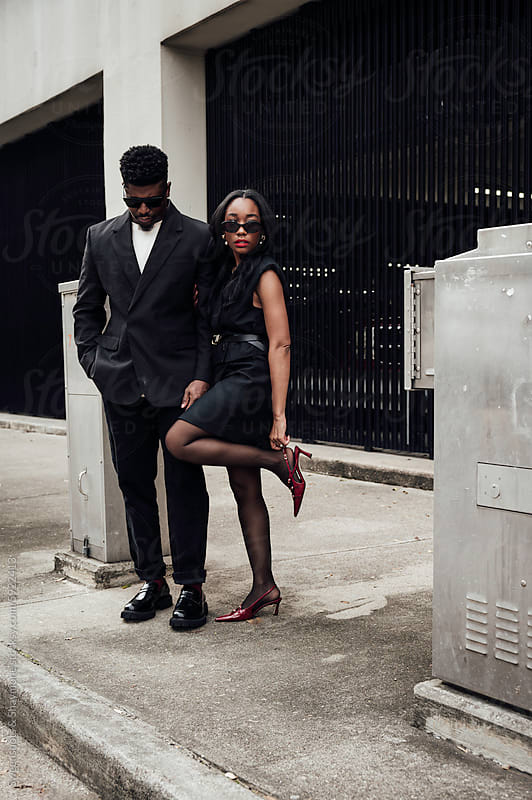 formal dress couple photos Elegant Couple Posing in Formal Attire at Night  Free Stock Photo