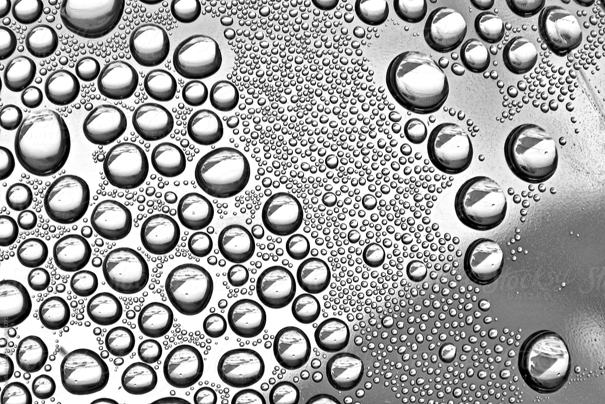 Closeup macro micro abstract of water droplets
