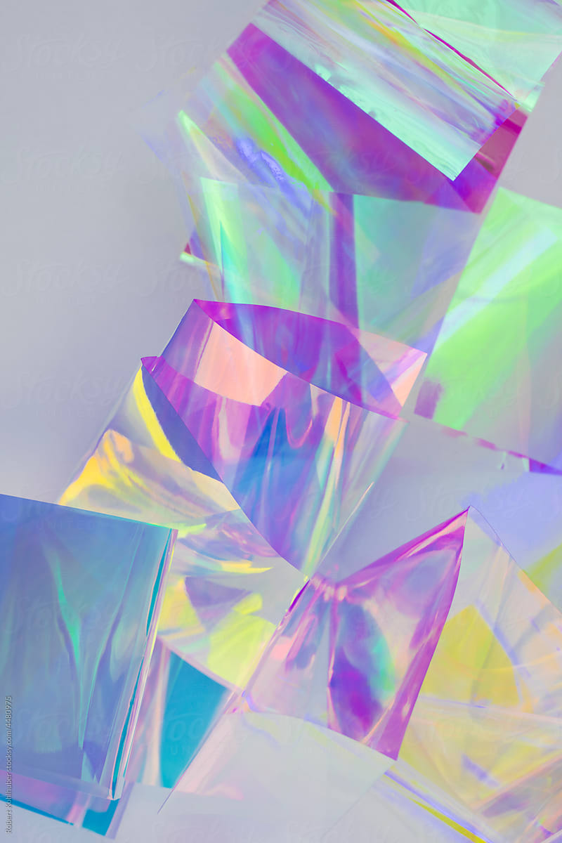 Closeup of light holographic foils