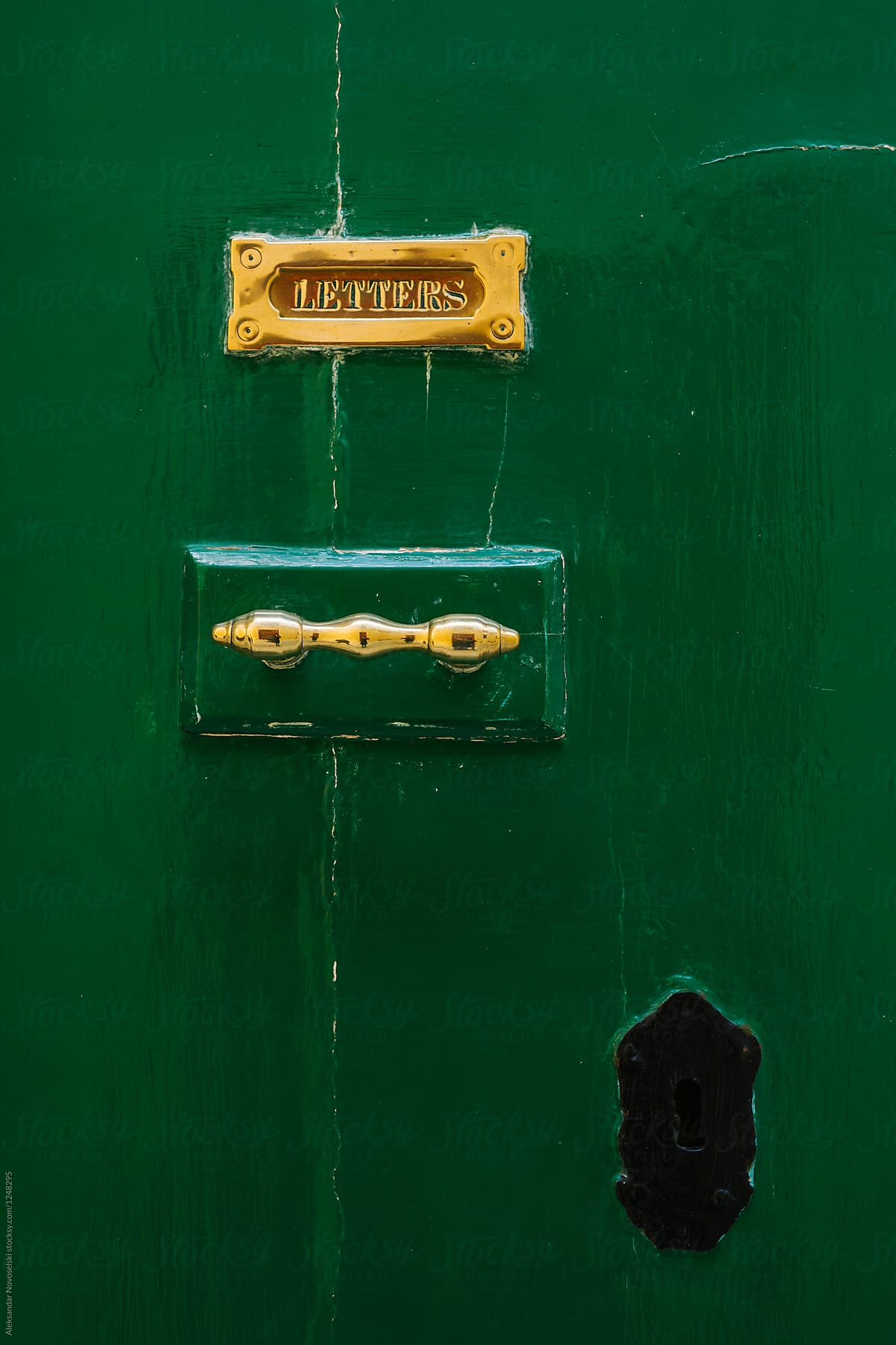 Detail shot of door with letterbox
