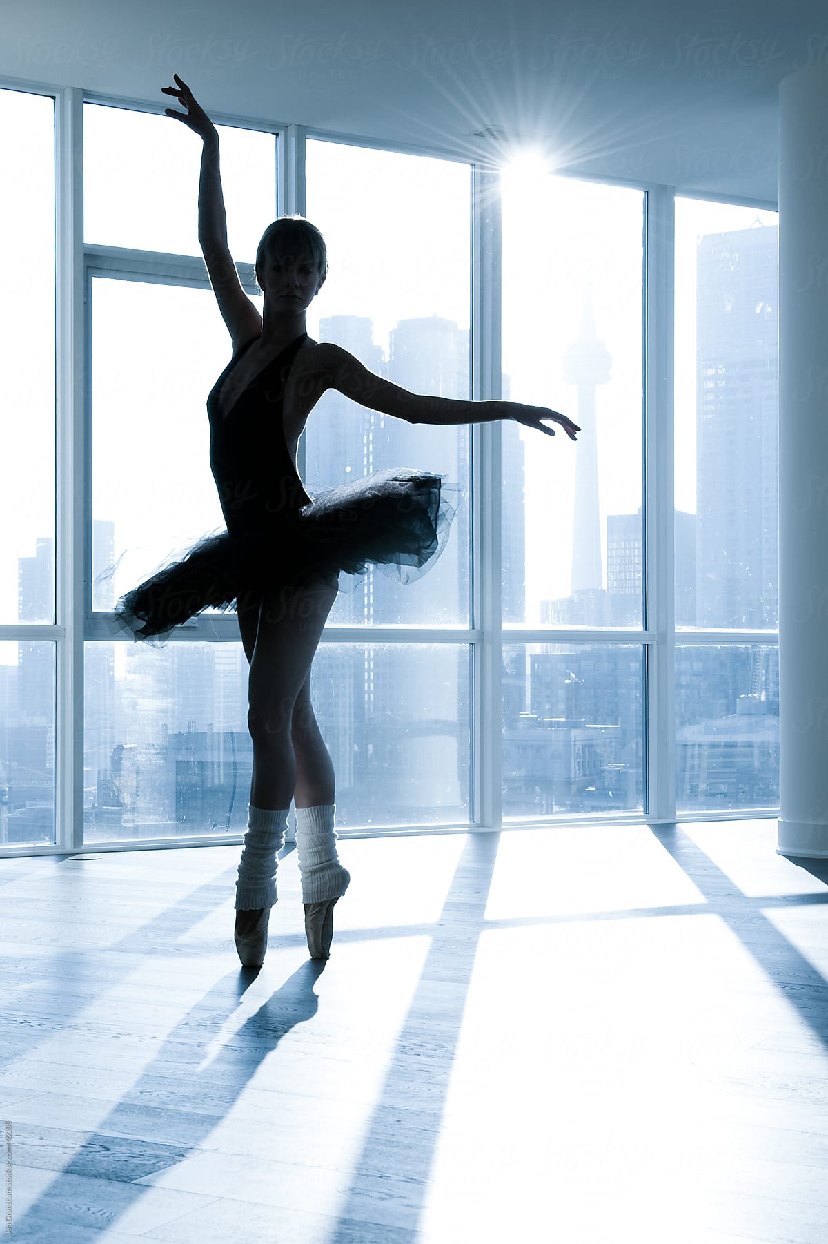 Ballerina In Silhouette In Front Of Window by Jen Grantham