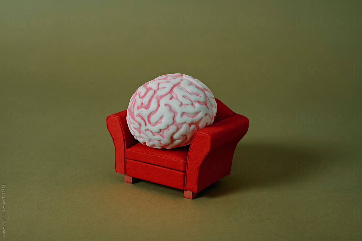 fake brain on an armchair