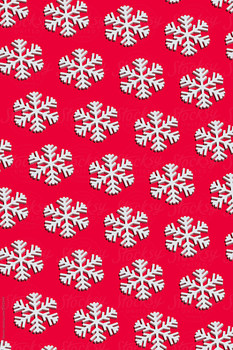 Snowflake pattern on red background