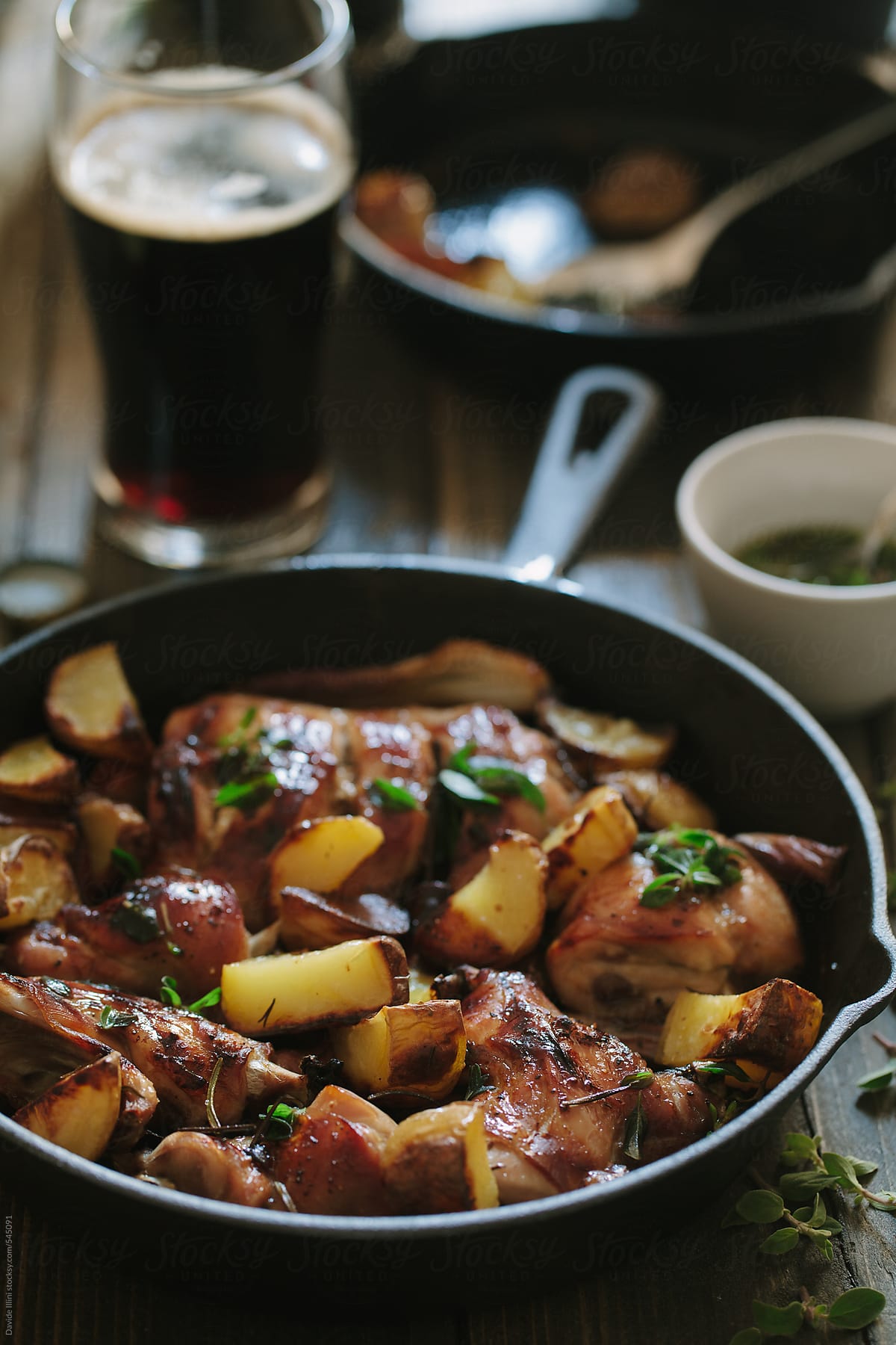 Roasted rabbit with potatoes