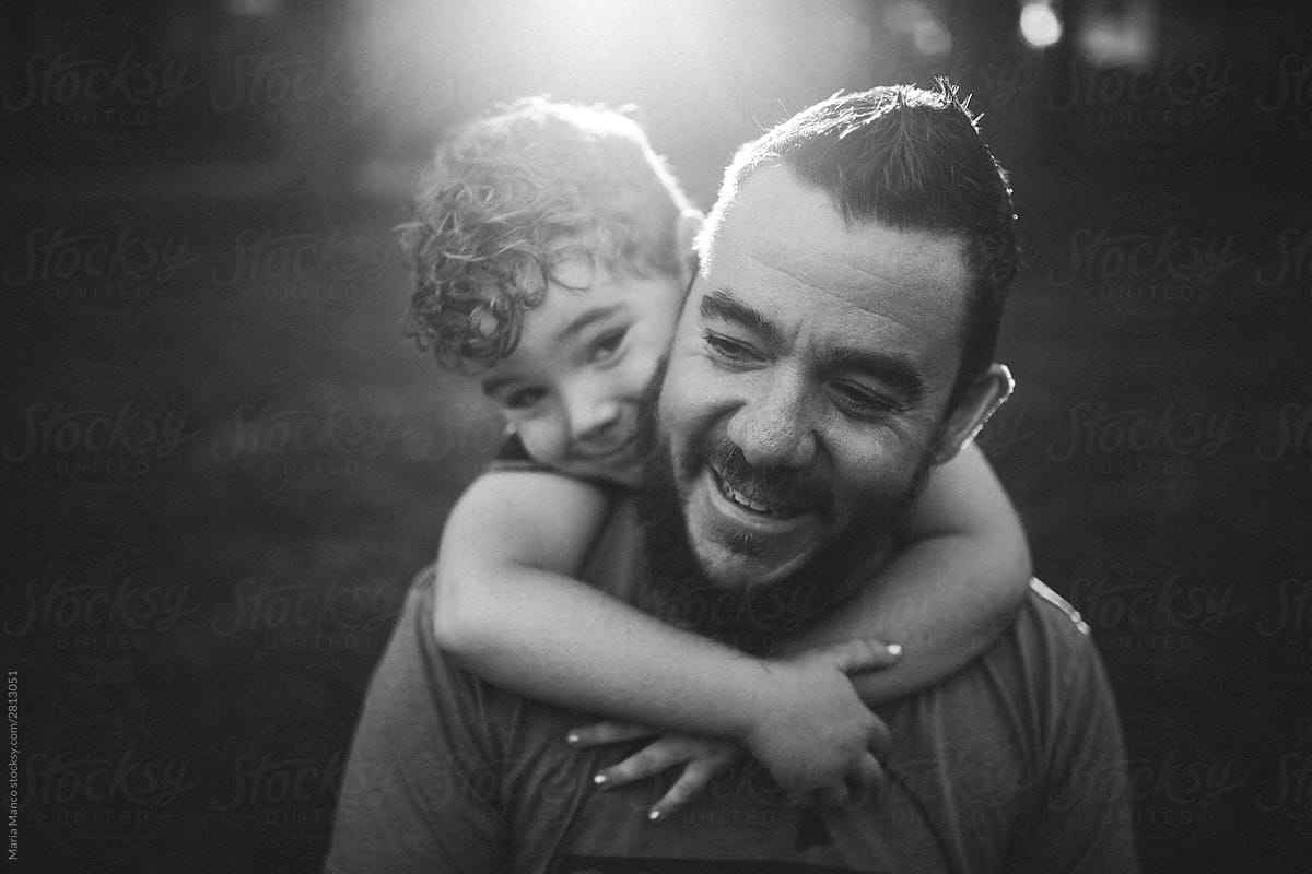 black and white photos of dad and son