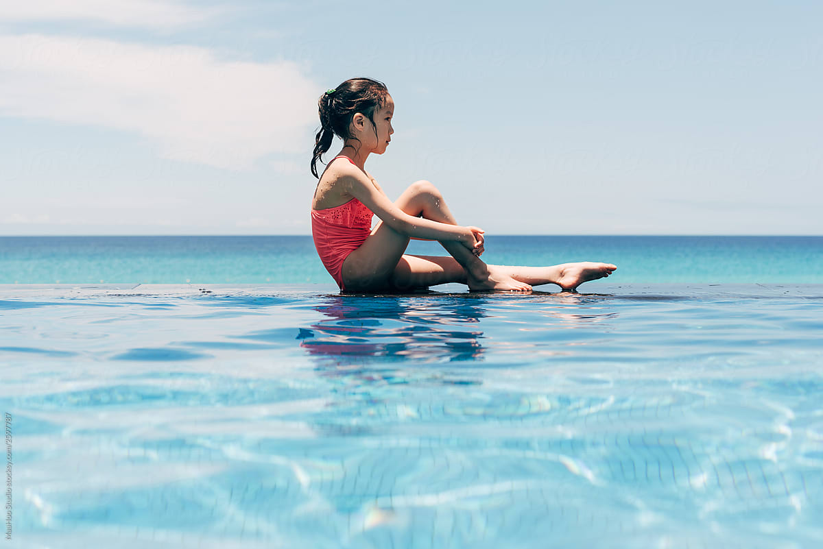 Portrait Of Cute Young Girl On A Holiday by Stocksy Contributor