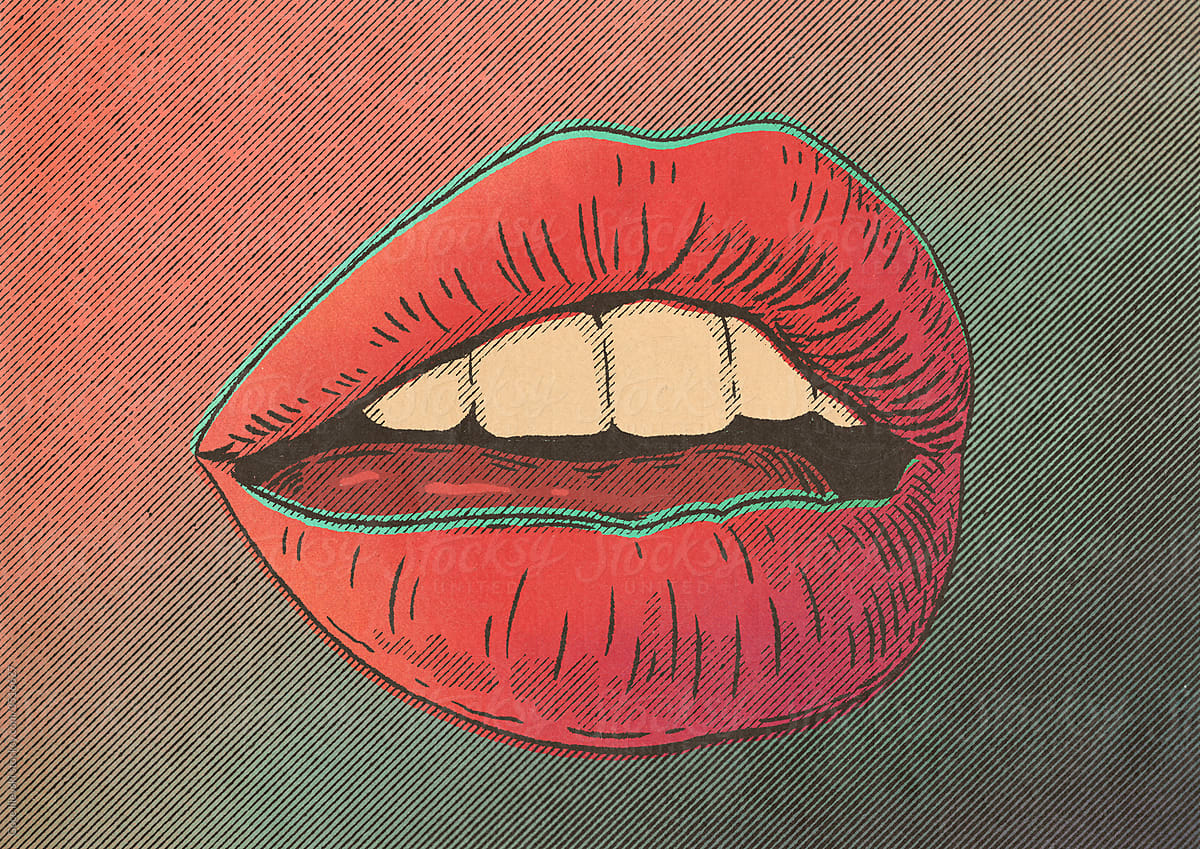 Beautiful Female Mouth With Full Lips Illustration