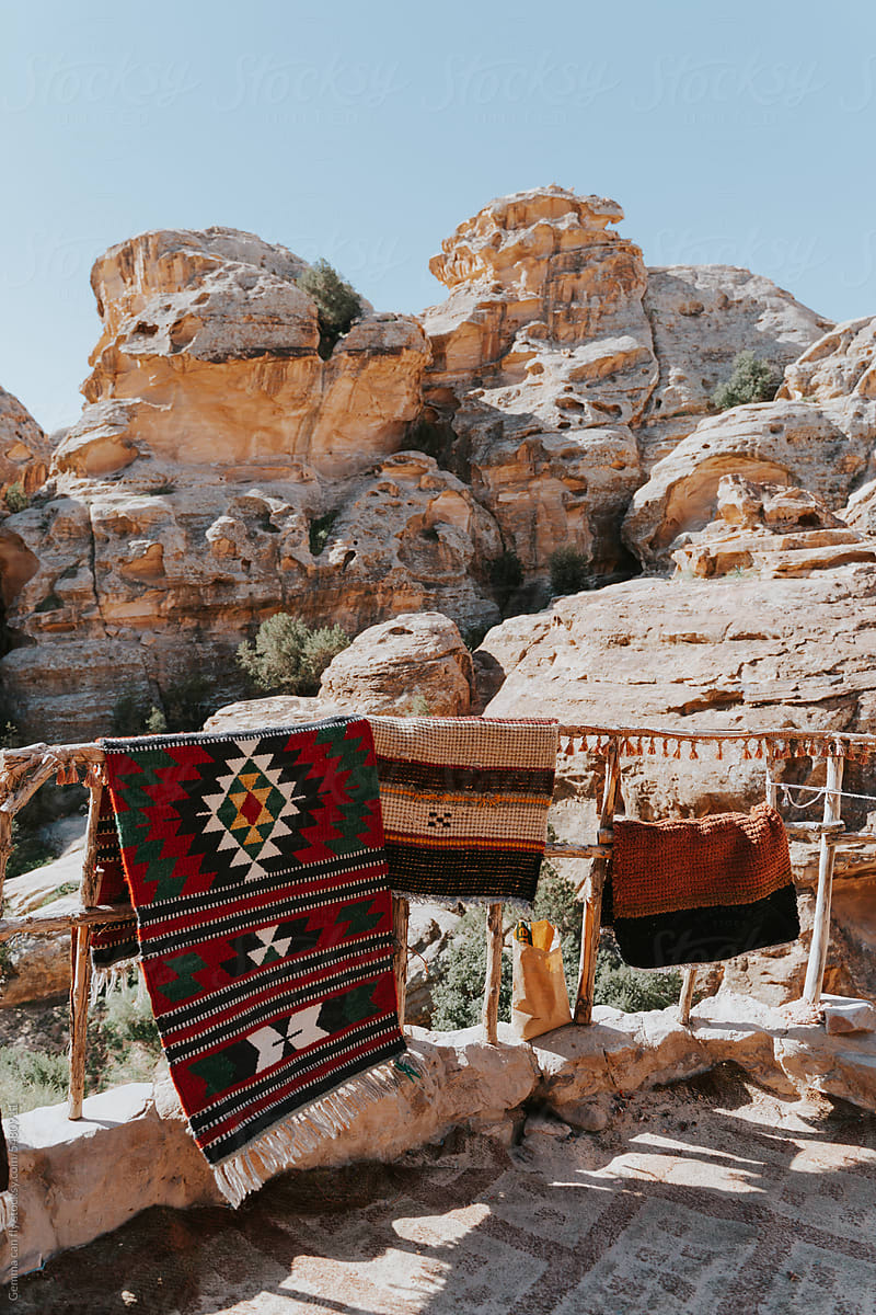 Beautiful handmade arab mats in Petra, Jordan