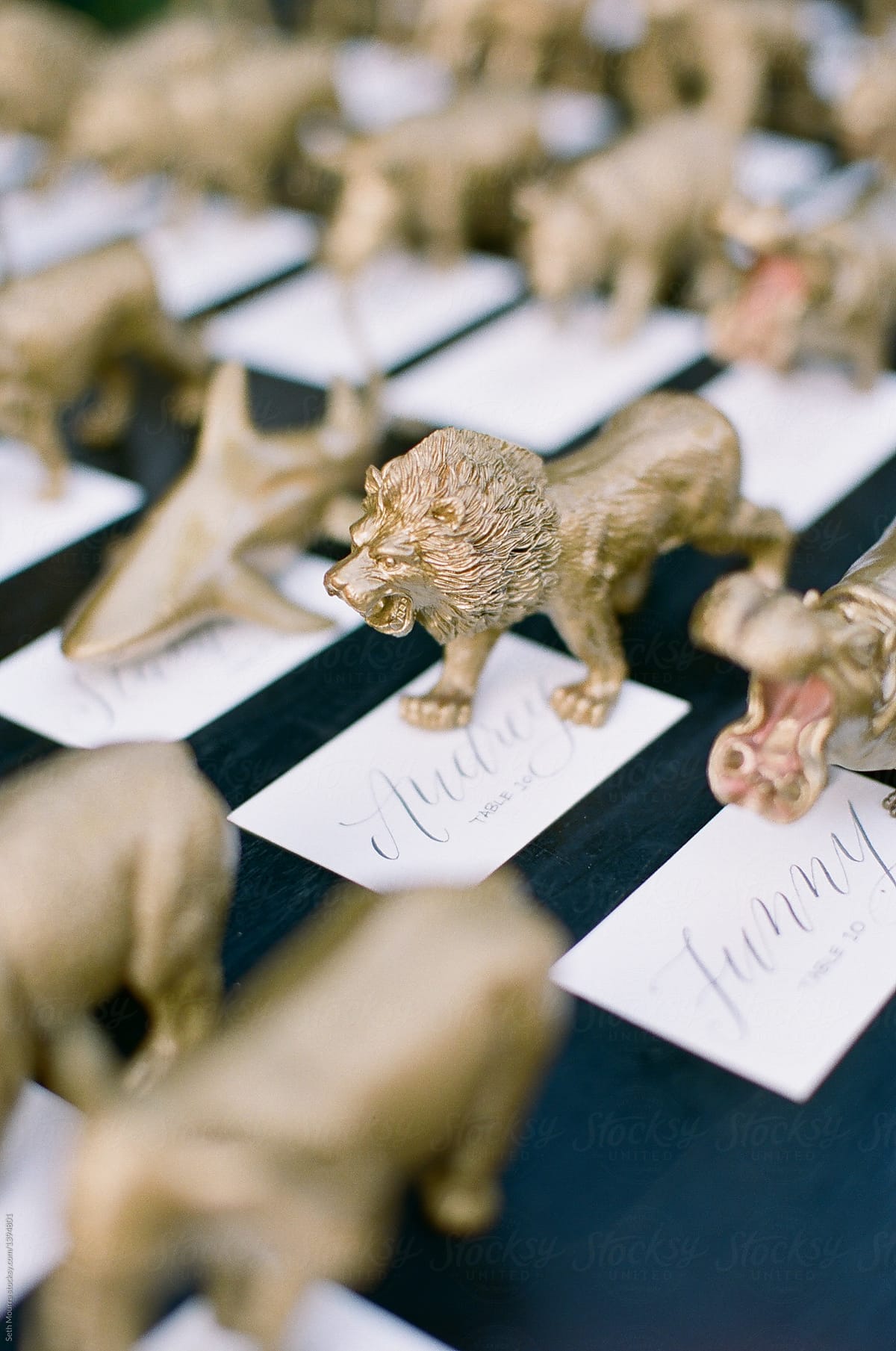 Gold animal place cards