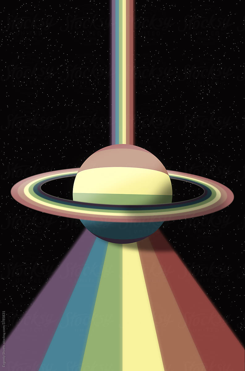 Rainbow Planet With A Rings
