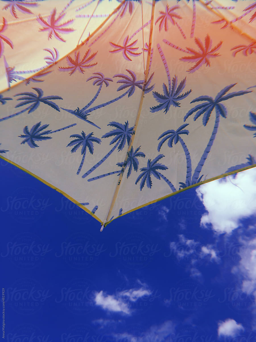 a sun umbrella and a sky in summer abstract